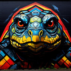 Abstract Turtle Face Mural