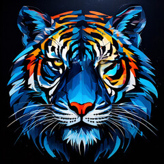 Abstract Tiger Face Mural
