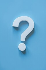 Simple white question mark on a blue background. Perfect for educational materials