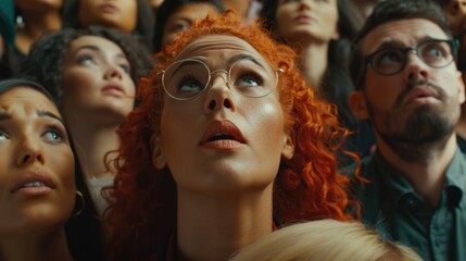 A diverse group of people with red hair and glasses. Ideal for educational or diversity-themed projects