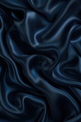 Close-up of a luxurious dark blue silk fabric. Perfect for fashion or interior design projects