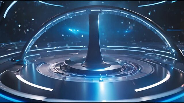 Blue Holographic Portal, A Fantastical Gateway to Sci-Fi Realms