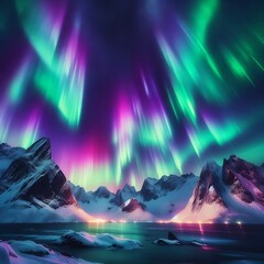 A stunning display of the aurora borealis illuminating the night sky with vibrant colors.