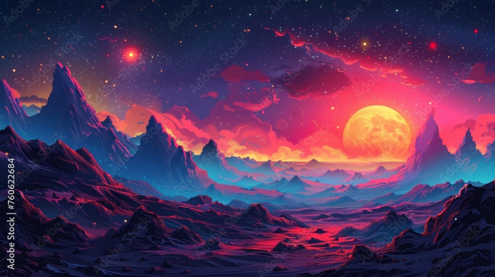 Poster game background with platforms for arcade, computer animation, console, mobile or mobile game gui in
