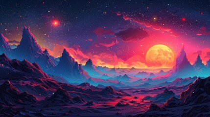 Game background with platforms for arcade, computer animation, console, mobile or mobile game gui interface. Modern cartoon illustration of alien planets, stars and spaceships.
