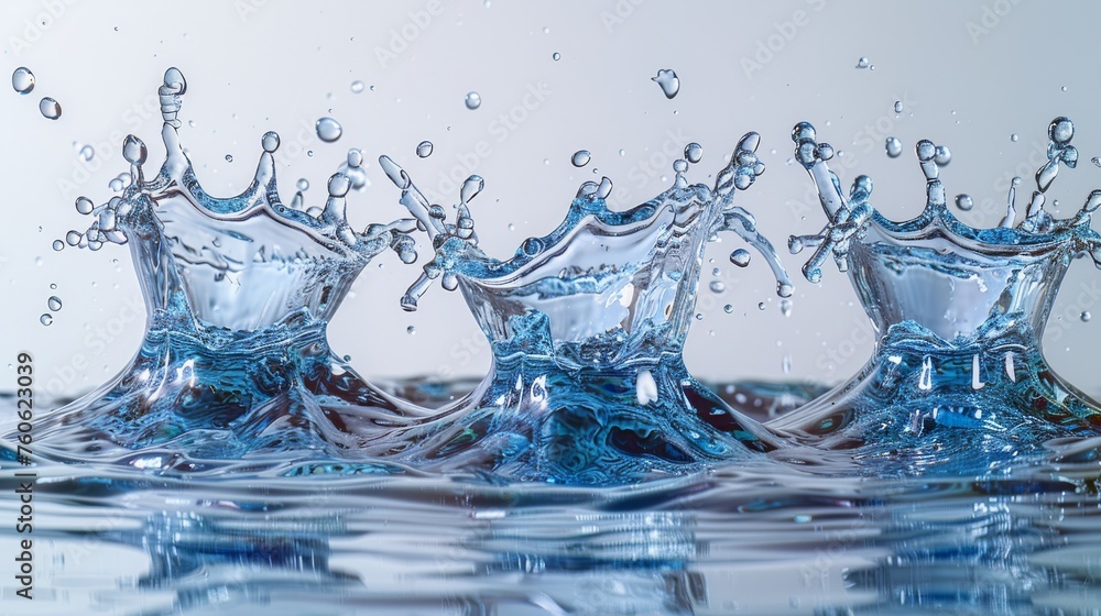 Poster this is a water splash set. mystic liquid in a form of a crown with motion elements and spray drople