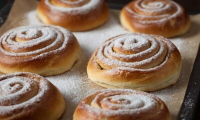 Obraz na płótnie Canvas baking delicious fluffy buns from a pastry shop