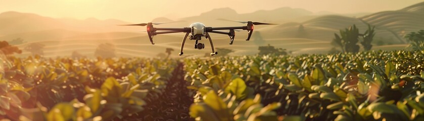 Smart agricultural drones monitored by AI for efficient farming techniques.