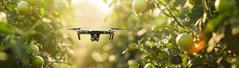 Smart agricultural drones monitored by AI for efficient farming techniques.