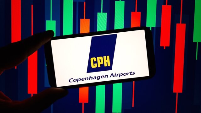 Konskie, Poland - March 16, 2024: Copenhagen Airport company logo displayed on mobile phone