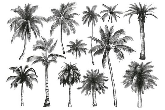 Detailed illustration of palm trees suitable for various projects