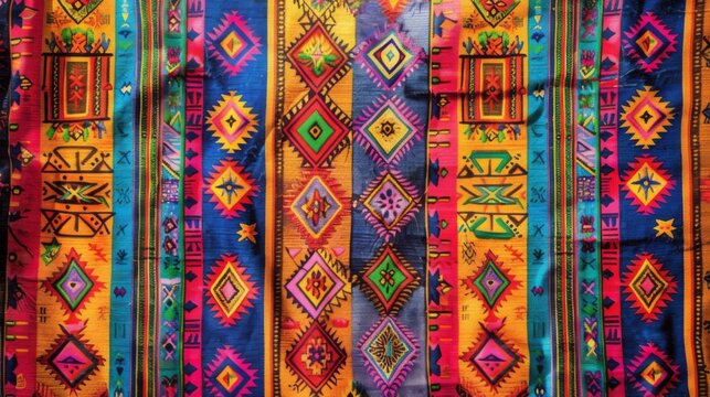 South American fabric pattern. Traditional vivid beautifully folded textile with ornaments