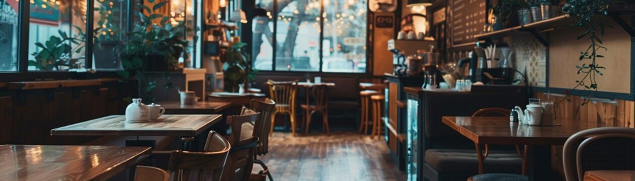 Cosy coffee shop in the heart of the city with love quotes on the walls
