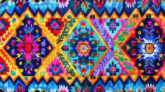 South American fabric pattern. Traditional vivid beautifully folded textile with ornaments
