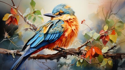 Colorful Bird Perched on Branch