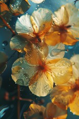 Close-up of yellow flowers with water droplets, perfect for nature backgrounds