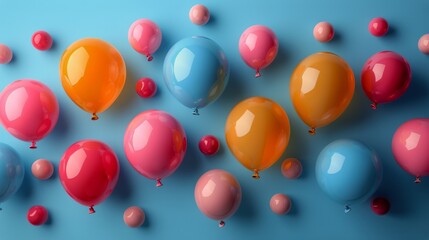 Group of Balloons Floating on Blue Surface