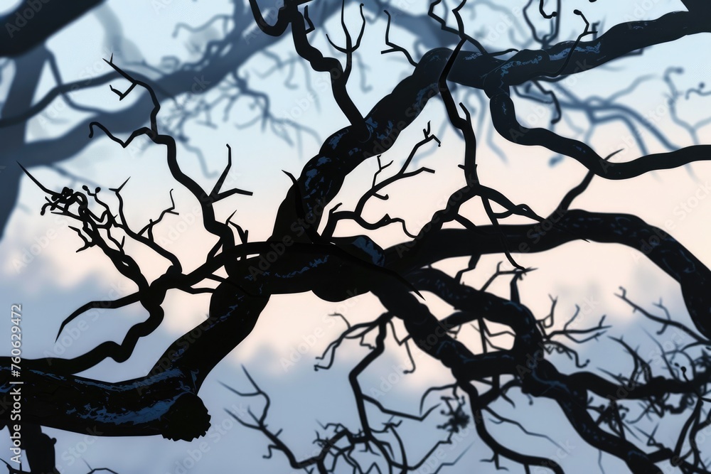 Poster silhouette of a tree against a dramatic cloudy sky. suitable for nature and weather concepts