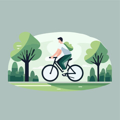 Fototapeta premium vector flat cycling in the pa...