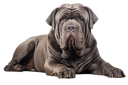 Mastino neapolitano. isolated animal, cut out. a large breed dog, a purebred pet.