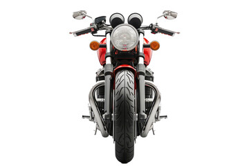 Front view of classic motorcycle isolated on transparent background