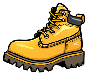 Tough Safety Boots for Workplace Protection. Isolated on a Transparent Background. Cutout PNG.