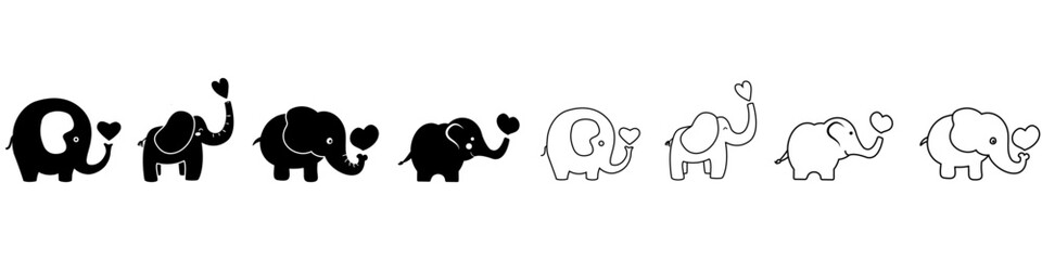 Baby elephant icon vector set. circus illustration sign collection. Love symbol.