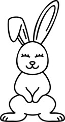 Easter bunny line art illustration with black thin line.