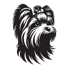 Maltese Dog Silhouettes in Sitting, Standing, Jumping positions, Maltese face silhouettes clean vector outlines, isolated on white background, cute dog puppy with hair, cuteness