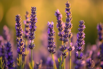 Fototapeta premium Aromatic Lavender field near house. Nature france sky. Generate Ai