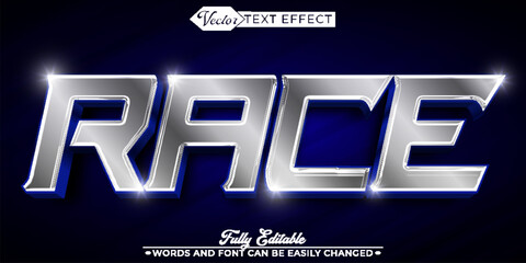 Silver And Blue Race Vector Editable Text Effect Template