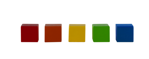 5 colorful painted wooden blocks isolated transparent png