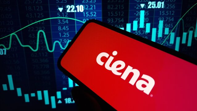 Konskie, Poland - March 16, 2024: Ciena company logo displayed on mobile phone