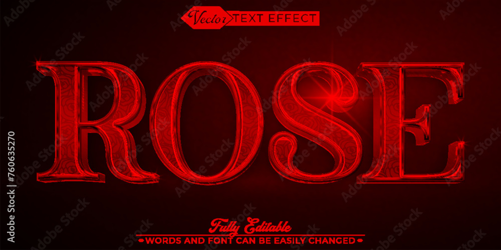 Wall mural luxury romantic red rose vector editable text effect template