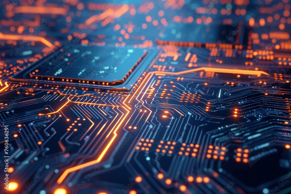 Poster intricate abstract microchip board. modern component. generate ai