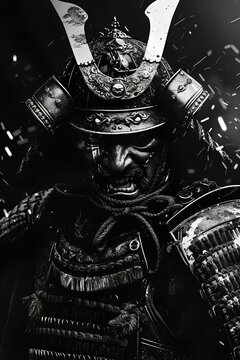 japanese samurai oni mask illustration