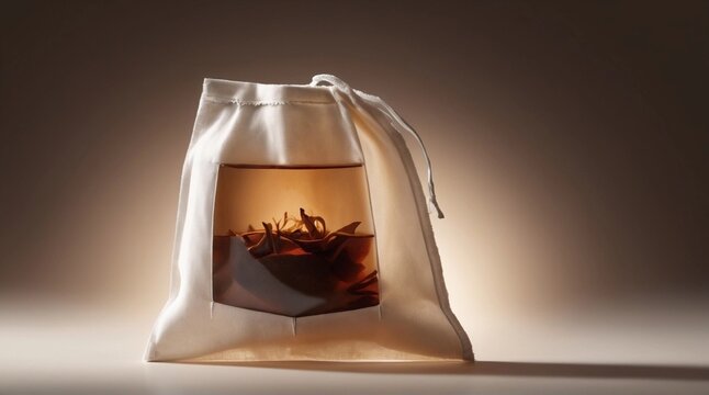 Herbal tea bag on a table