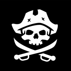 Sea pirate skull, logo, symbol.