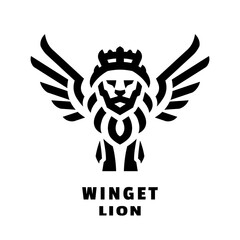Lion with crown and wings, logo, symbol.