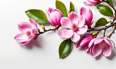 pink magnolia isolated on white background