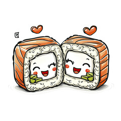 Sushi Salmon Love, Isolated Transparent Background Images