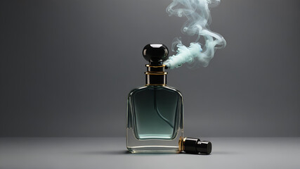 bottle of perfume isolated with smoke - obrazy, fototapety, plakaty
