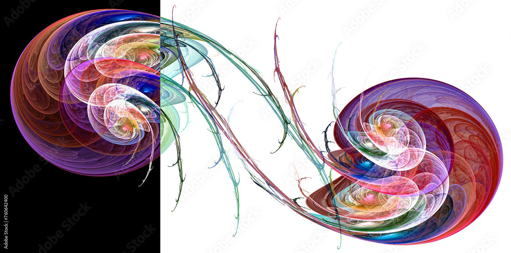 Aufkleber the colorful swirls are grouped into rounded, transparent shapes, intersecting and superimposed on a