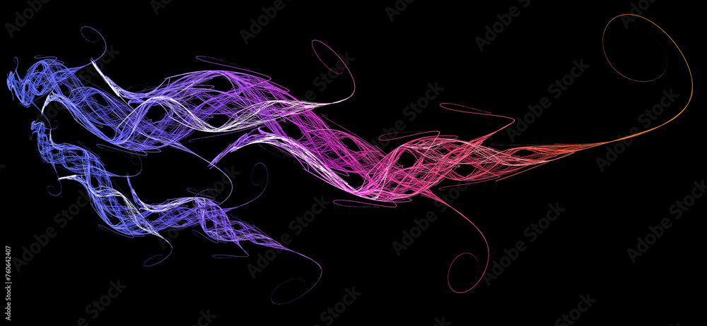 Poster elegant decorations for graphic design. thin wavy lines intertwine on a black background. curves cre