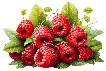raspberries and leaves