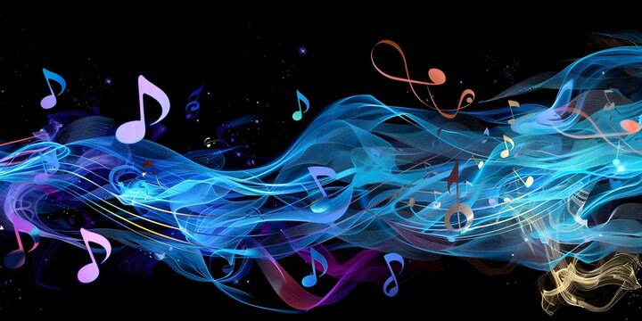 Musiknoten auf buntem abstraktem Hintergrund. 