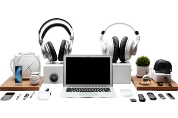 laptop with headphones