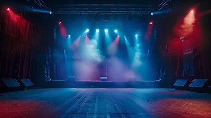 stage spotlight with curtains - obrazy, fototapety, plakaty