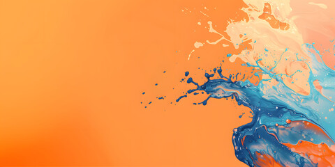 abstract background in the form of blue and orange splashes, illustration of orange and blue splashes and paint splatters