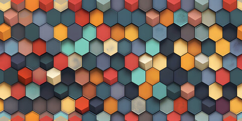 geometric background in the form of multi-colored hexagons, abstract textured background